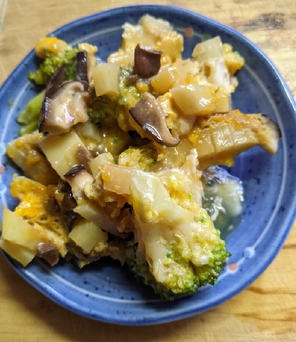 ブロッコリーと椎茸と卵の炒め物