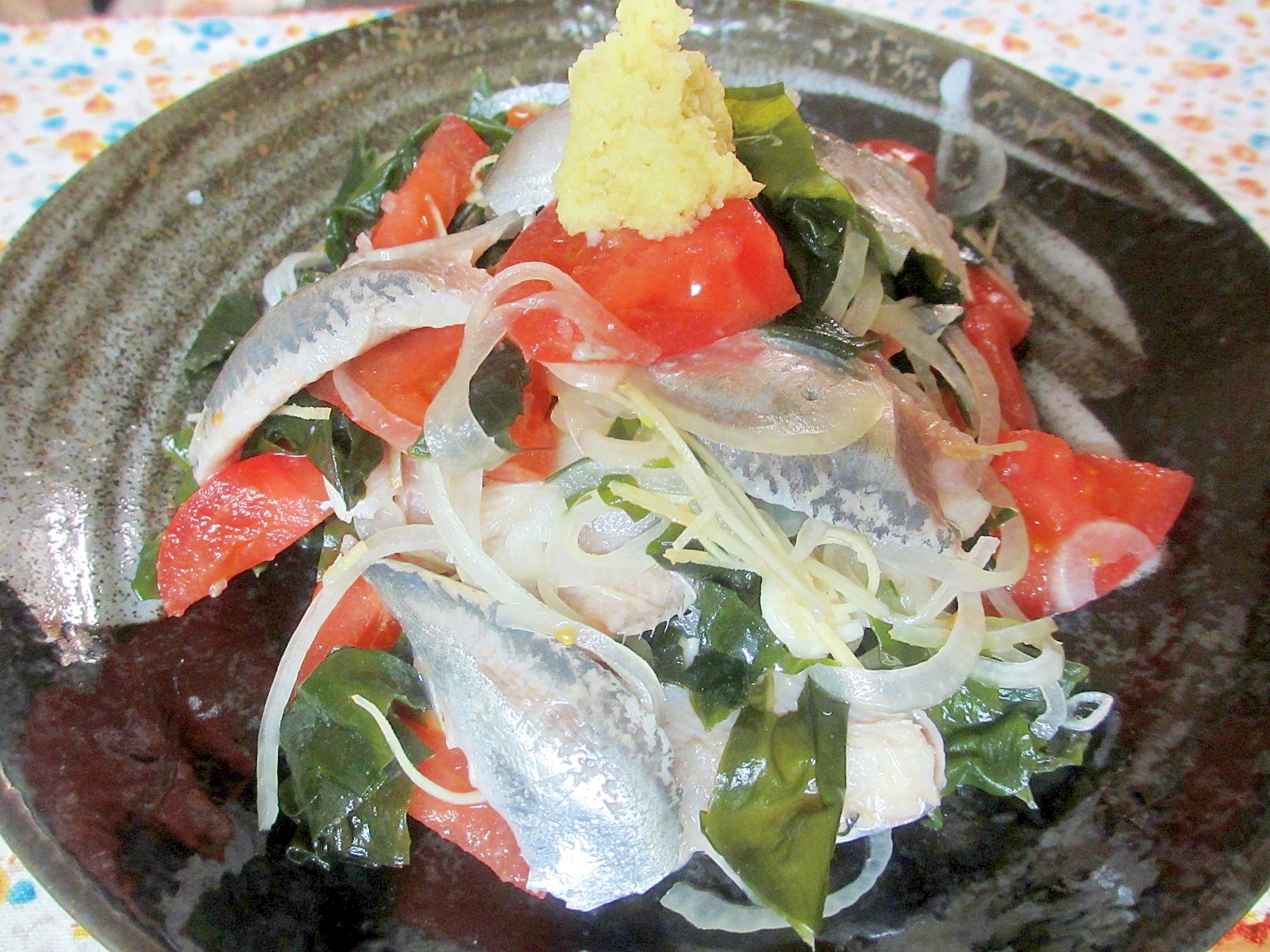 いわしの酢締めとワカメとトマトの和え物 レシピ 作り方 By Mococo05 楽天レシピ