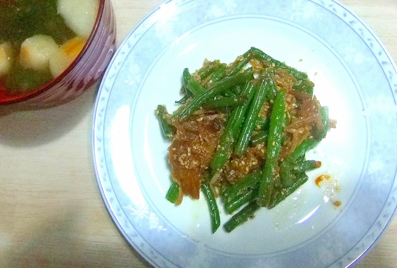 インゲンとエノキのソテー胡麻和え