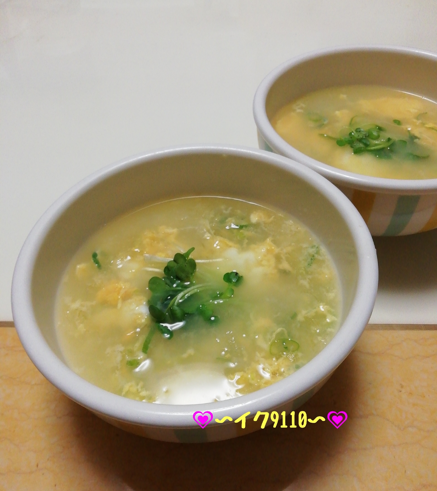 ねぎと糸寒天の中華卵スープ