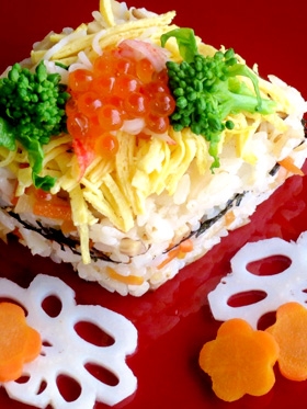 ひなまつりの菱形ちらし寿司