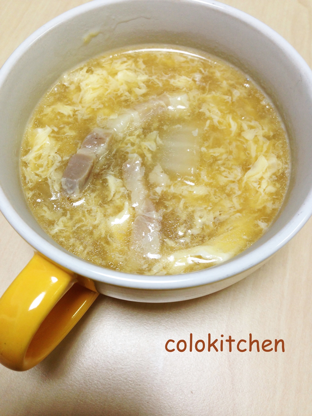 塩豚と白菜の中華卵スープ
