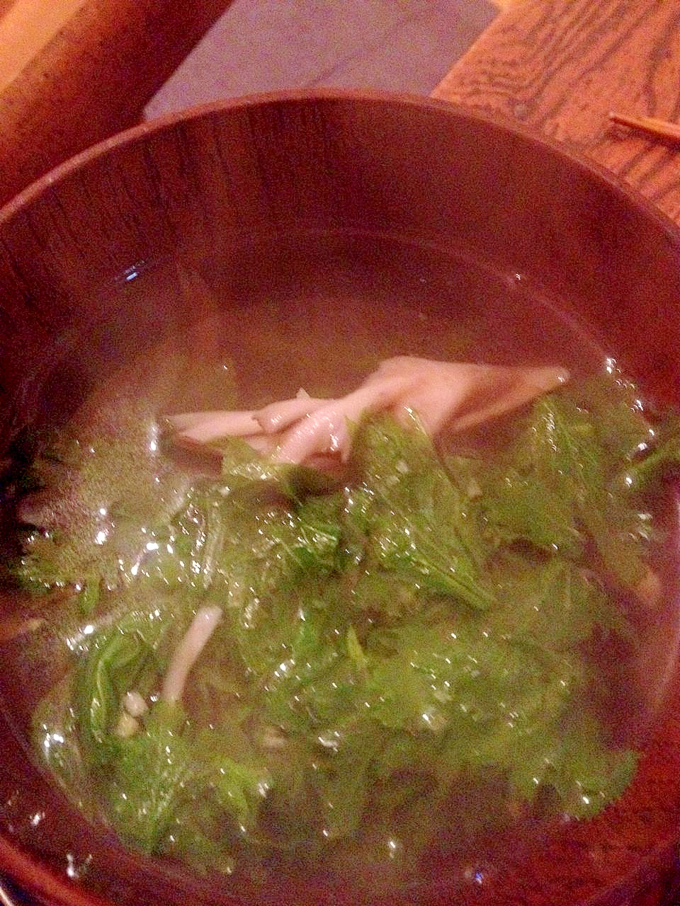 わさび菜と舞茸の中華スープ