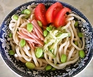 冷凍うどんの冷し中華風