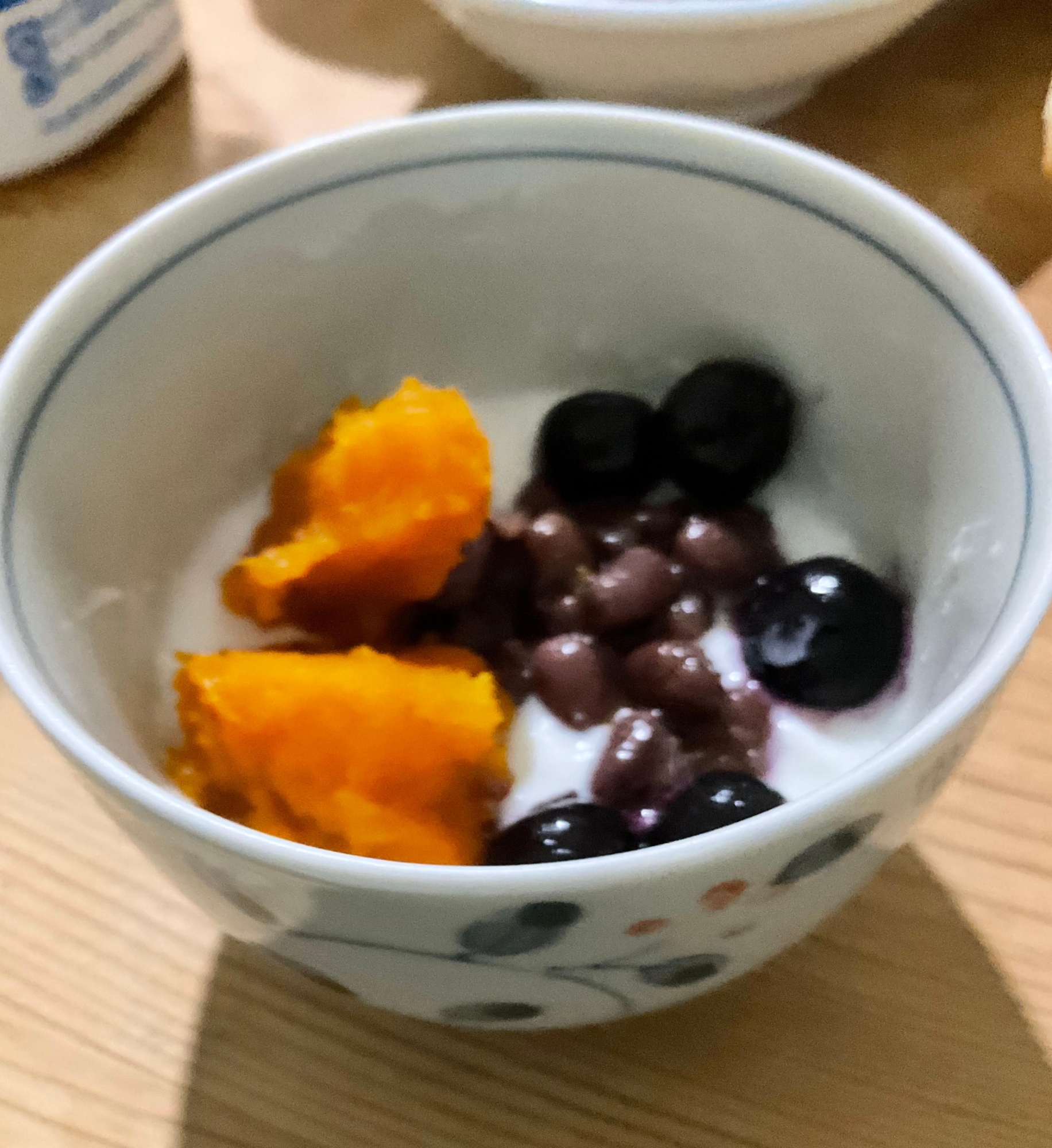 かぼちゃ小豆ブルーベリーヨーグルト♪
