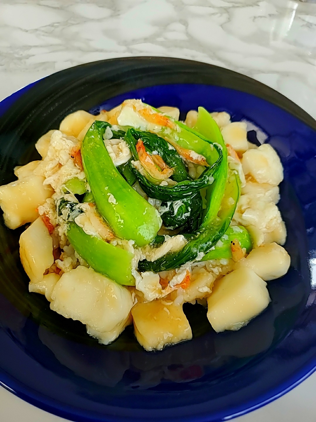 青梗菜とハンペンの餡掛け丼