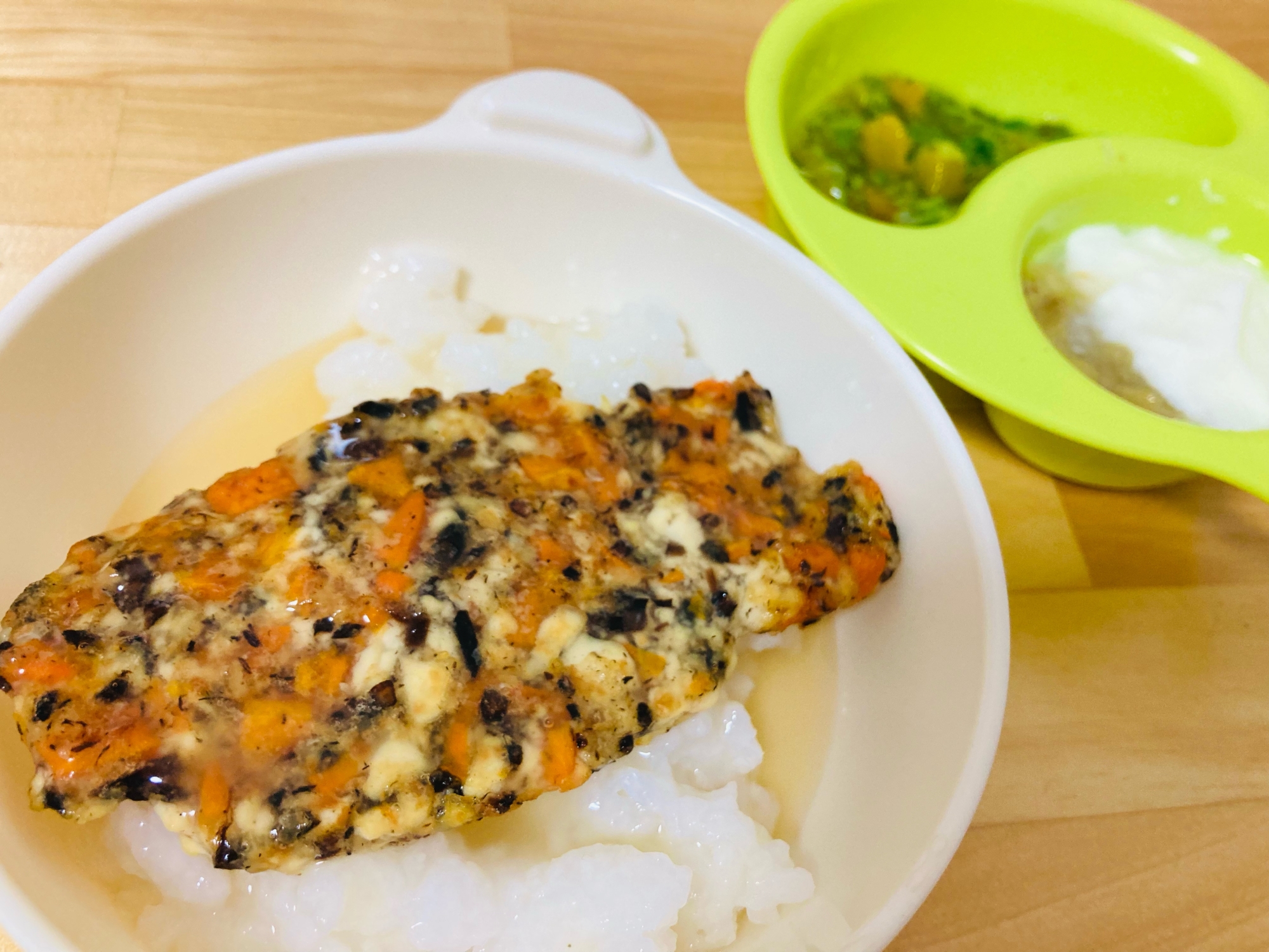 【離乳食後期】ひじき豆腐のあんかけハンバーグ