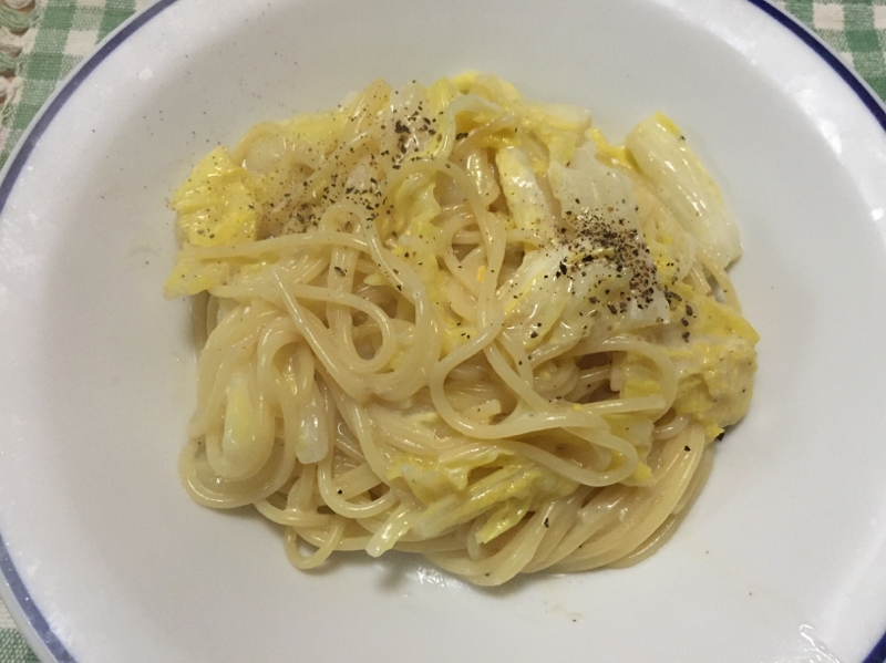 白菜の豆乳クリームパスタ