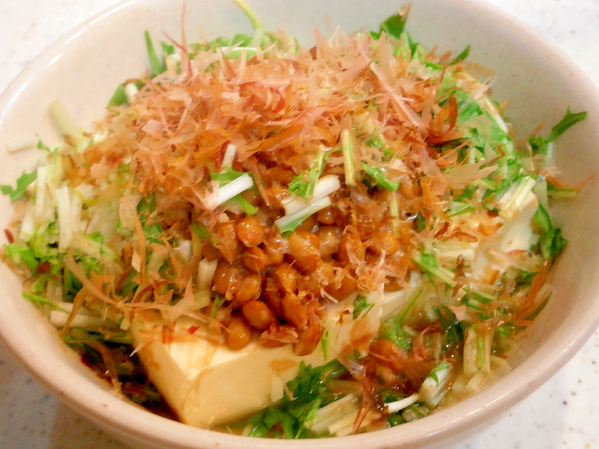 簡単！☆水菜と納豆の湯豆腐