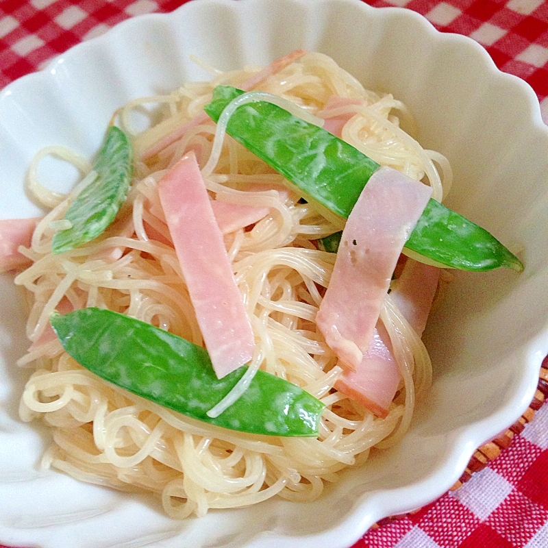 絹さやとハムの春雨サラダ★