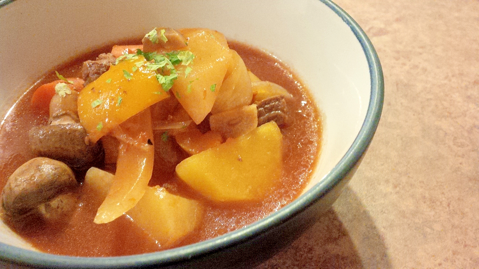 器に盛り付けたビーフシチュー