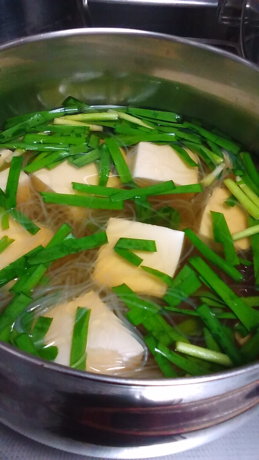 ニラ豆腐春雨スープ