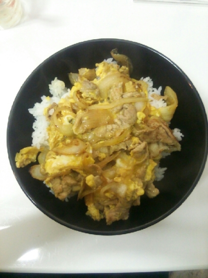 卵があったので豚玉丼(他人丼)を作ってみました。
めんつゆでどんな味になるかと思いましたがとても美味しく出来ました。