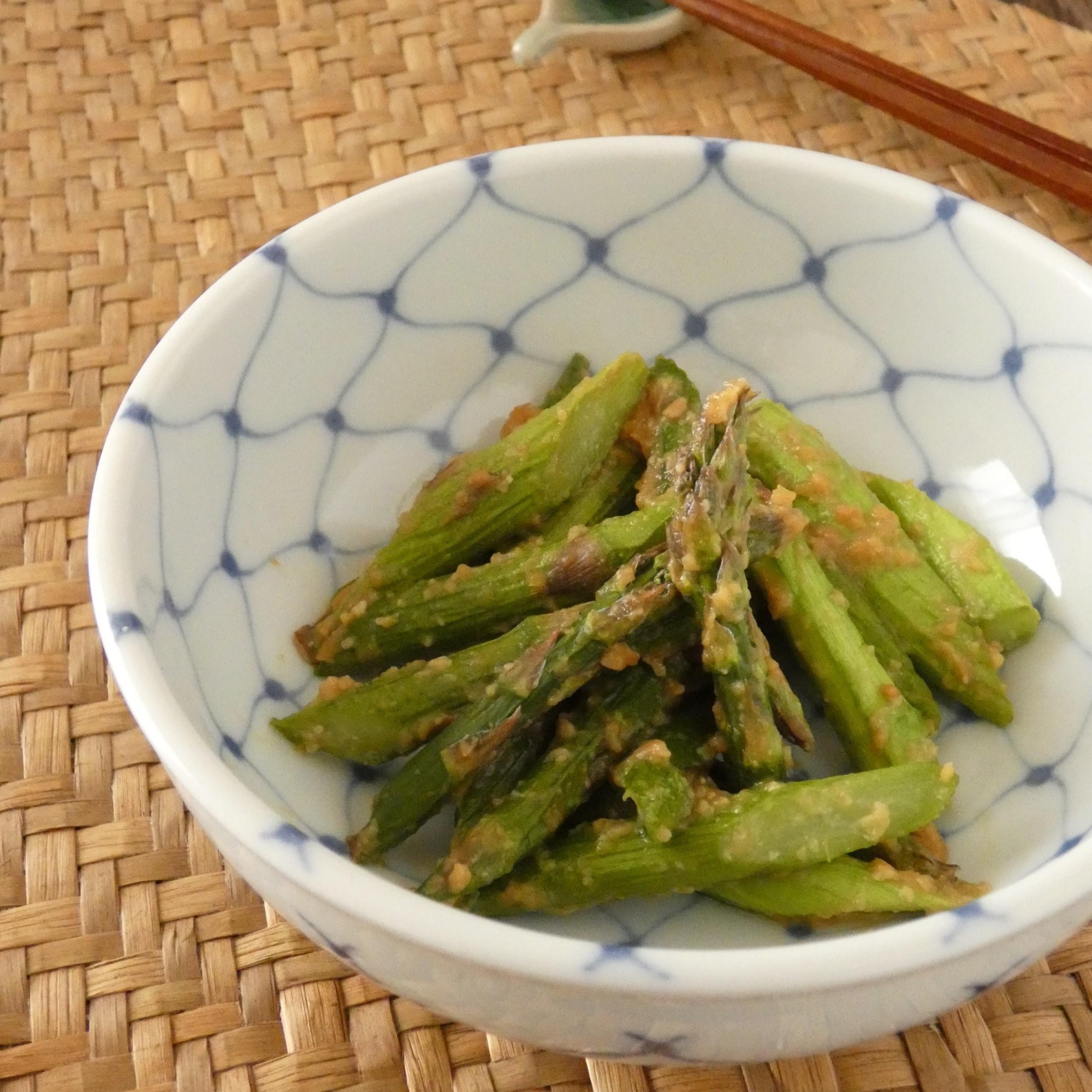 材料4つ！焼きアスパラの味噌ダレ和え