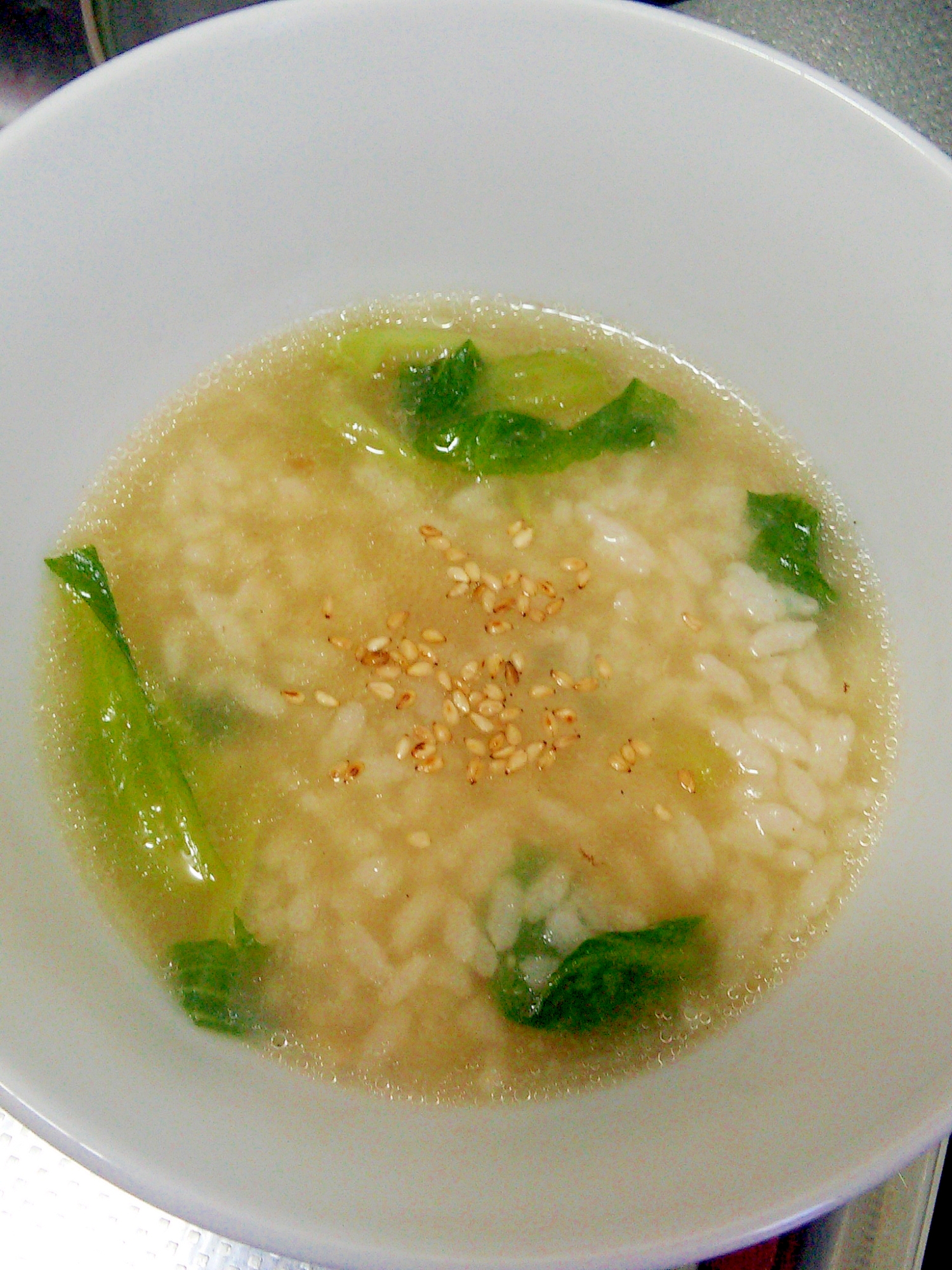 簡単★〆にぴったり★チンゲンサイの中華スープご飯