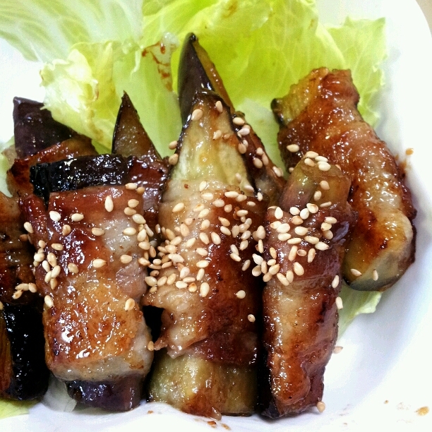 スタミナおつまみ♪茄子の豚バラ巻き♪(^^)