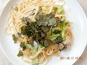 麺つゆで簡単☆牡蠣と葱の和風パスタ