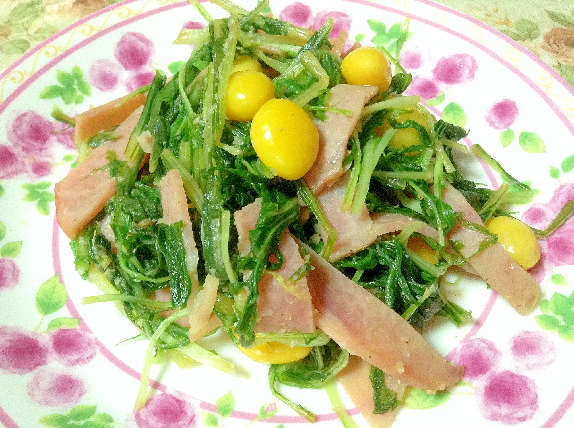銀杏入り☆水菜とハムの炒め物