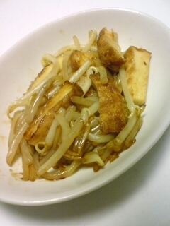 焼き豆腐ともやしのオイスター炒め