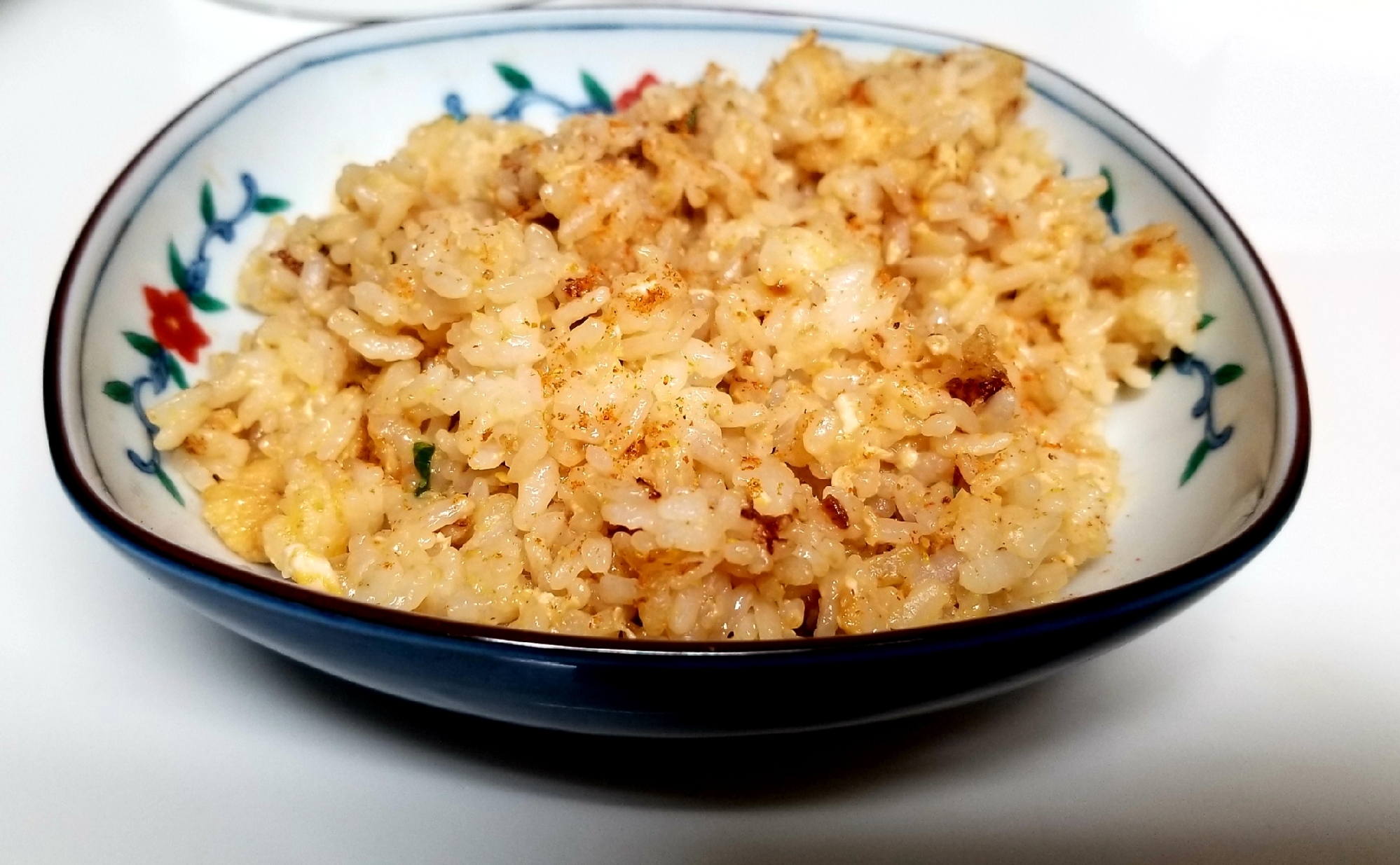 生姜焼きのタレと醤油で！油揚げ、長葱、生姜の卵炒飯