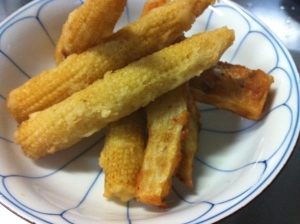 長芋とベビーコーンをカラッと揚げてサクッと食べたい