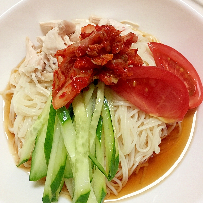 鶏肉 キムチ トッピング 冷しそうめん♪