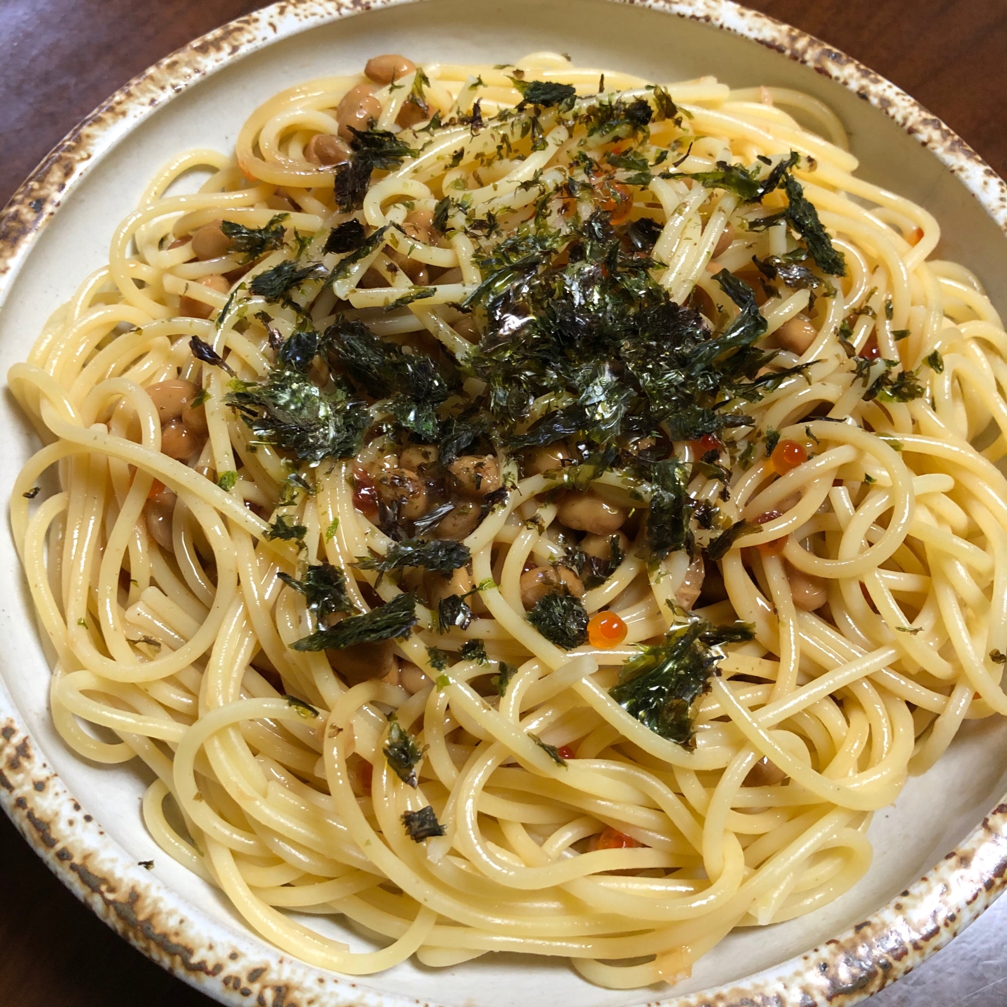 いくら納豆パスタ