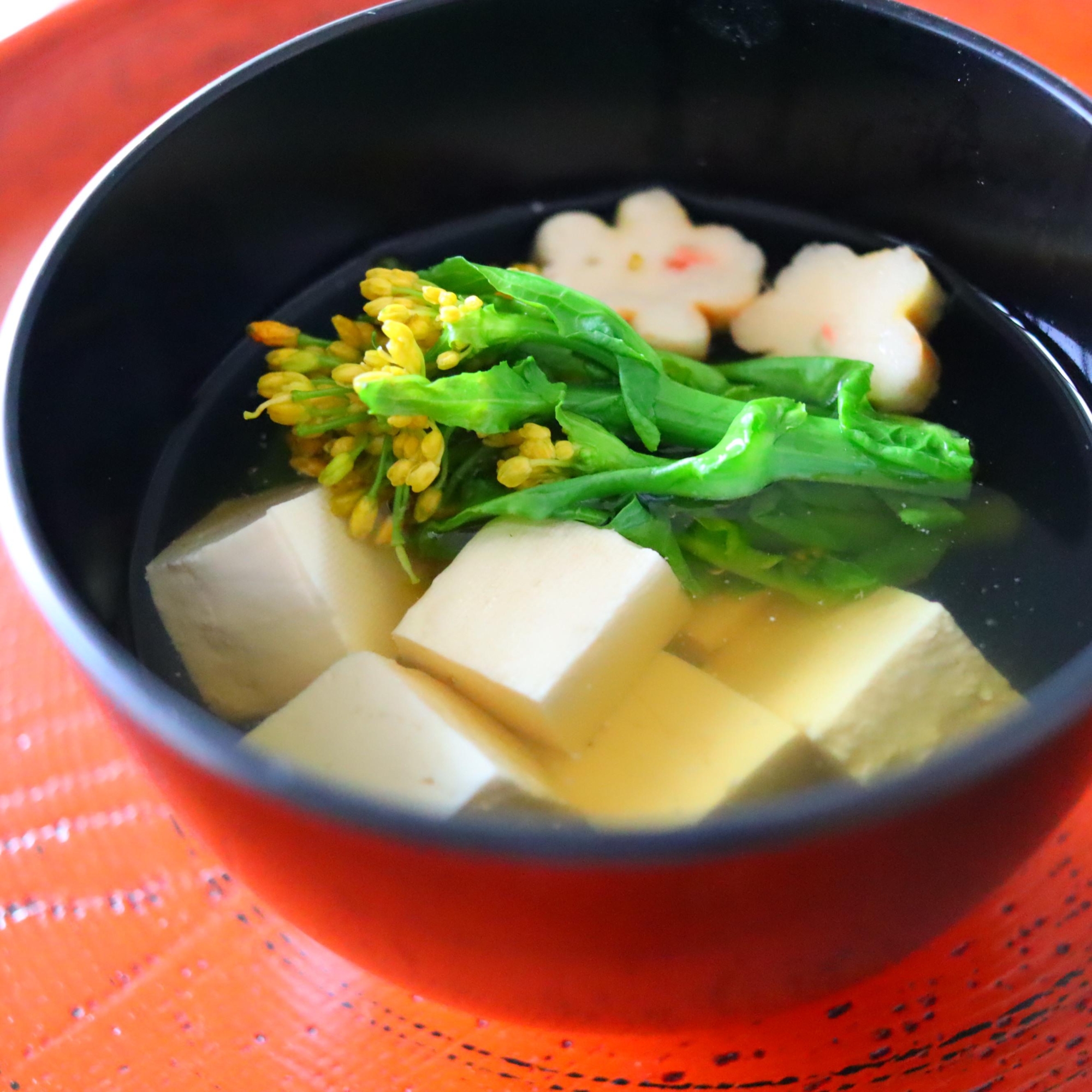 菜の花と豆腐の簡単すまし汁