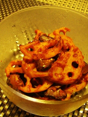 蓮根と椎茸のトマトカレー炒め