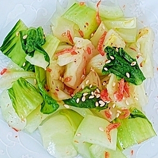 レンジで簡単♡やみつき♡チンゲン菜と小エビのナムル