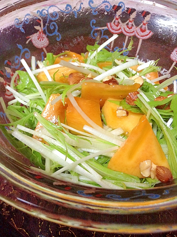柿と水菜のサラダ♡