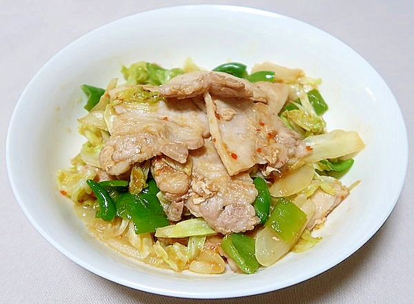 豚バラと野菜のピリ辛味噌炒め★減塩・低カリウム志向