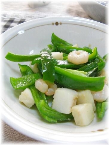 シーフードとピーマンのオイマヨ炒め♪