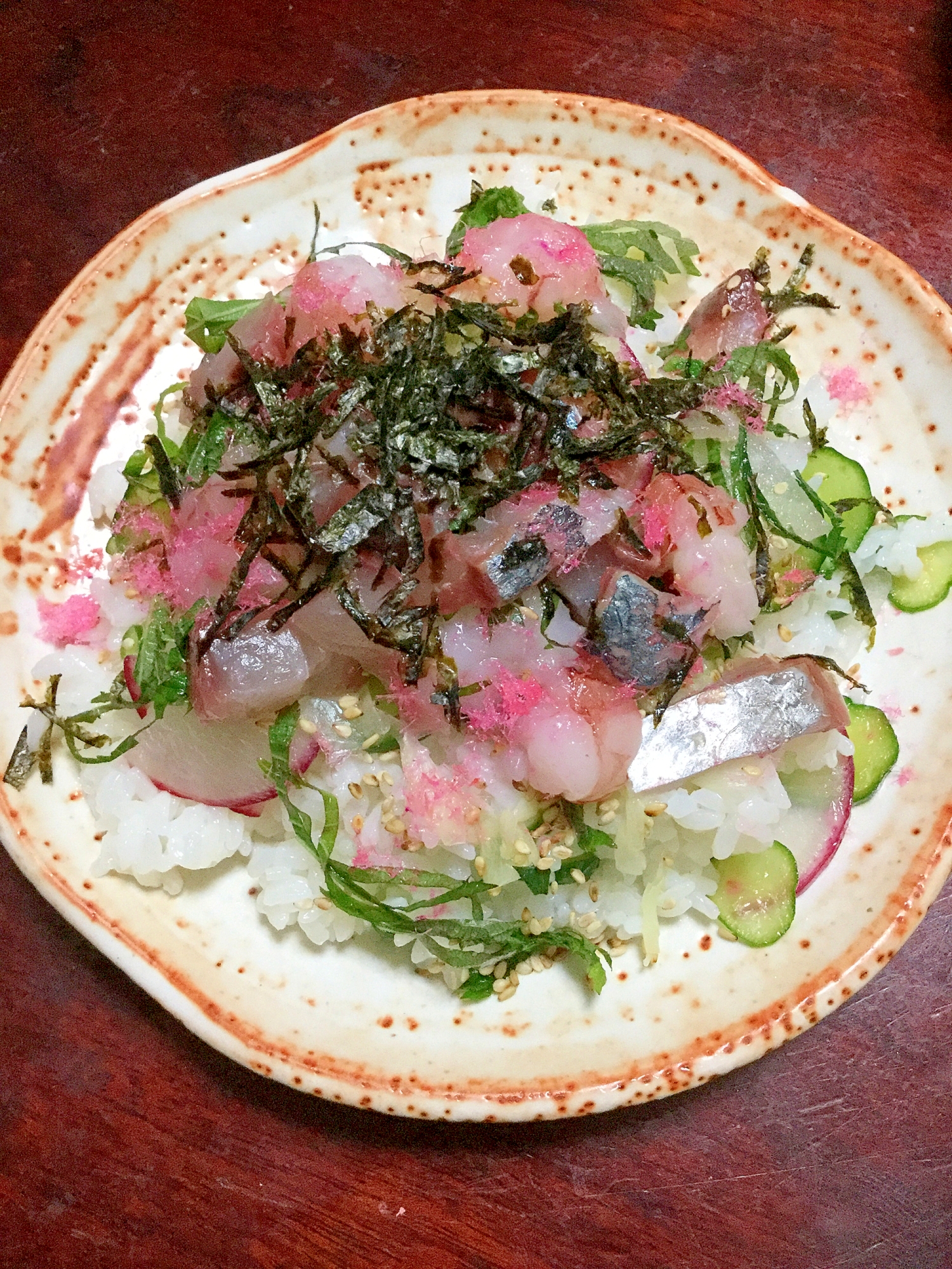 アジと赤エビのちらし寿司 あり合わせメニュー レシピ 作り方 By とりあえず乾杯 楽天レシピ