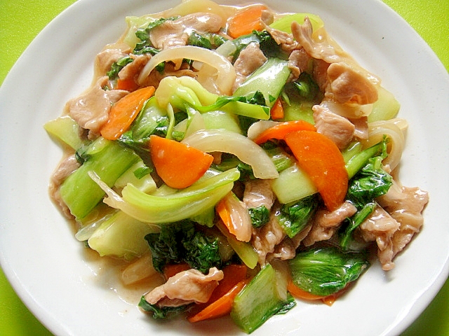チンゲン菜と豚肉の中華風炒め煮