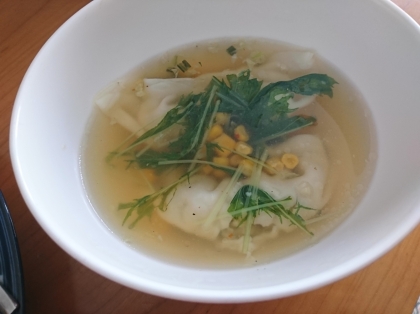 餃子と水菜の中華スープ♡