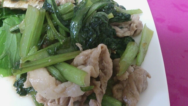 小松菜と豚肉の生姜炒め