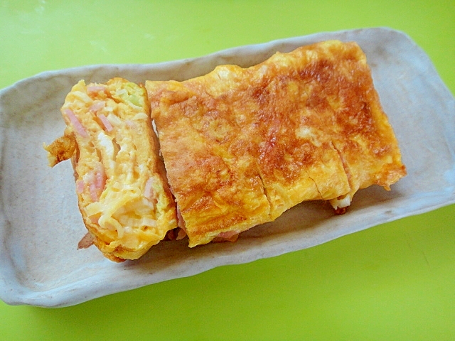 ベーコンと長ネギの卵焼き