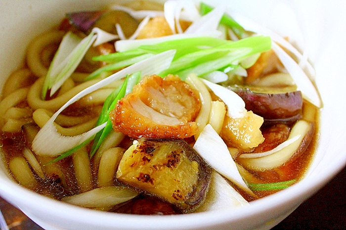 茄子と唐揚げのうどん