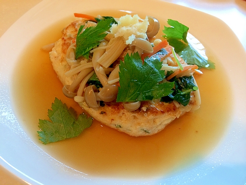 水切り不要!ふわふわ♡豆腐ハンバーグ きのこ餡かけ