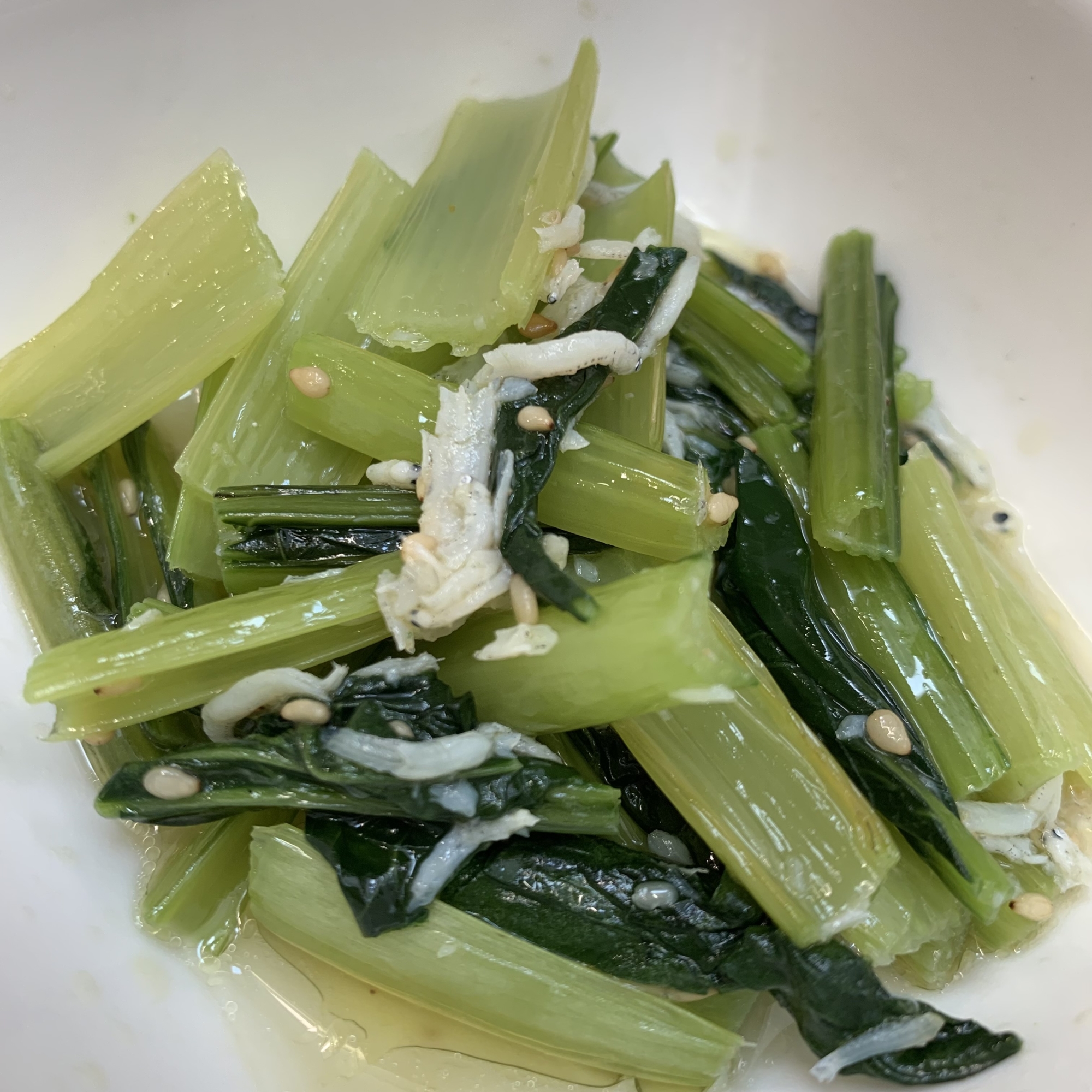 小松菜とシラスの炒め物