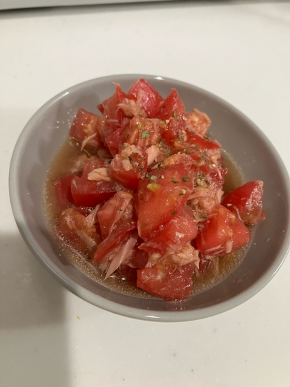 チェリートマトがなかったので普通のトマトで作ってみました！この味付けとてもおいしかったです！また作ります！