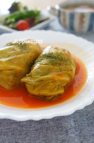 野菜飲料でヘルシー鶏挽肉のとろーりロールキャベツ煮