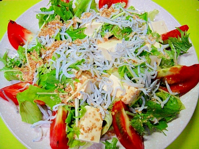 豆腐と水菜しらすのゴマドレッシングサラダ レシピ 作り方 By Mint74 楽天レシピ 豆腐と水菜しらすのゴマドレッシングサラダ レシピ 作り方 By Mint74 楽天レシピ