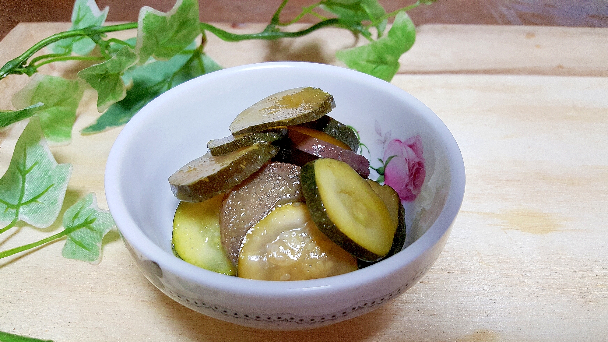 レンジで簡単♡茄子とズッキーニの洋風煮びたし