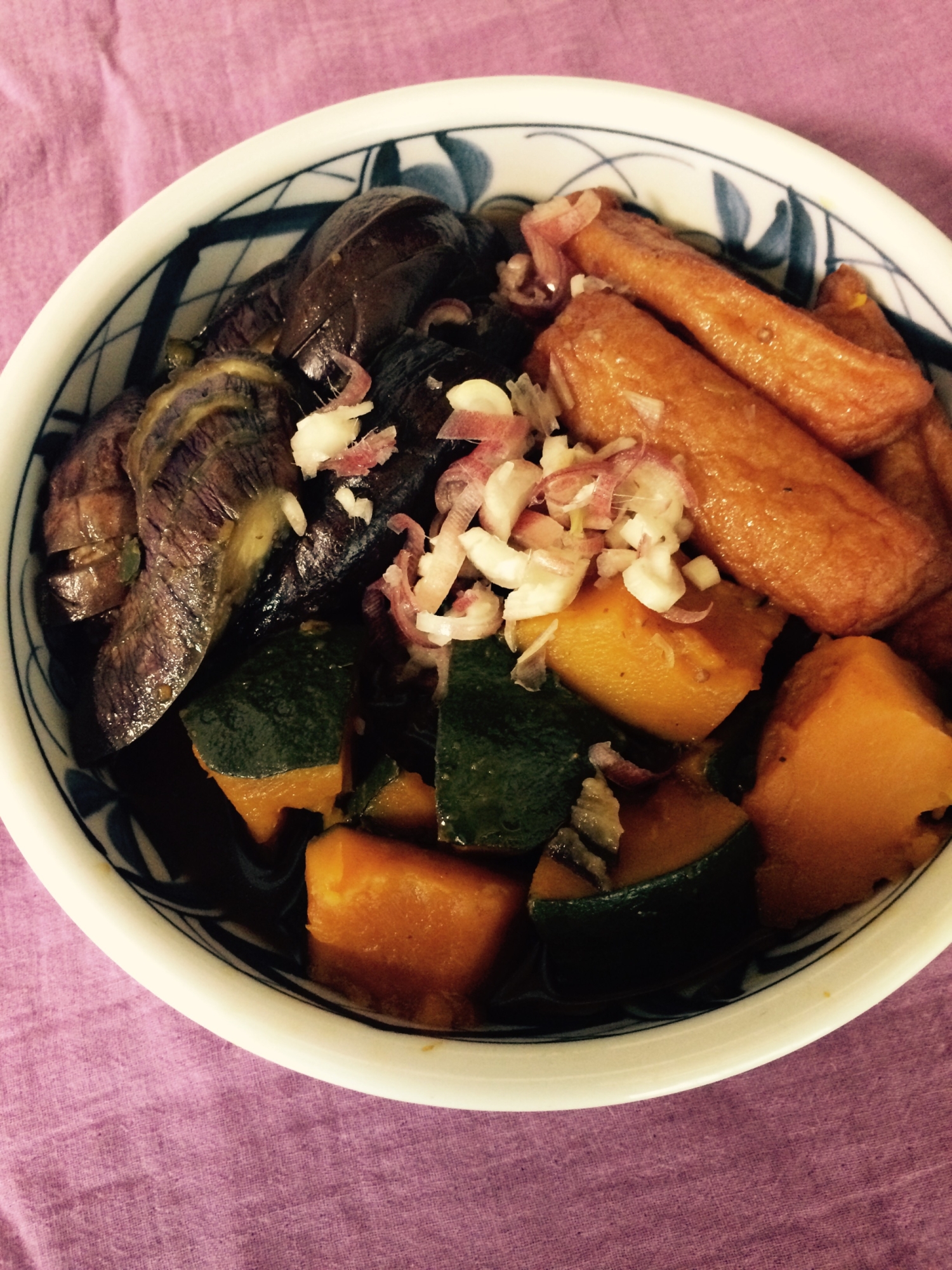 夏野菜とごぼう天の煮物