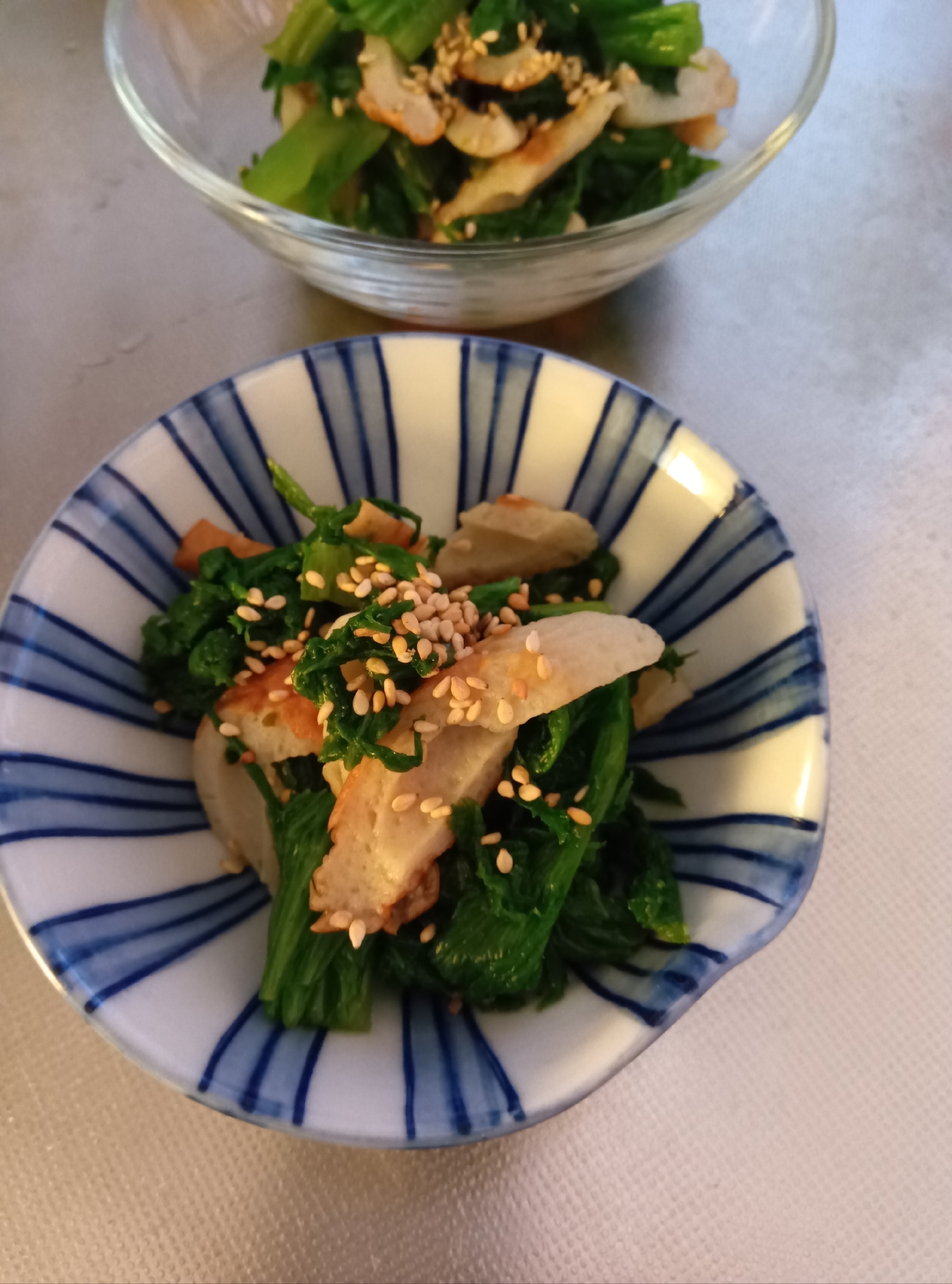 わさび菜とちくわの柚子胡椒ドレッシング