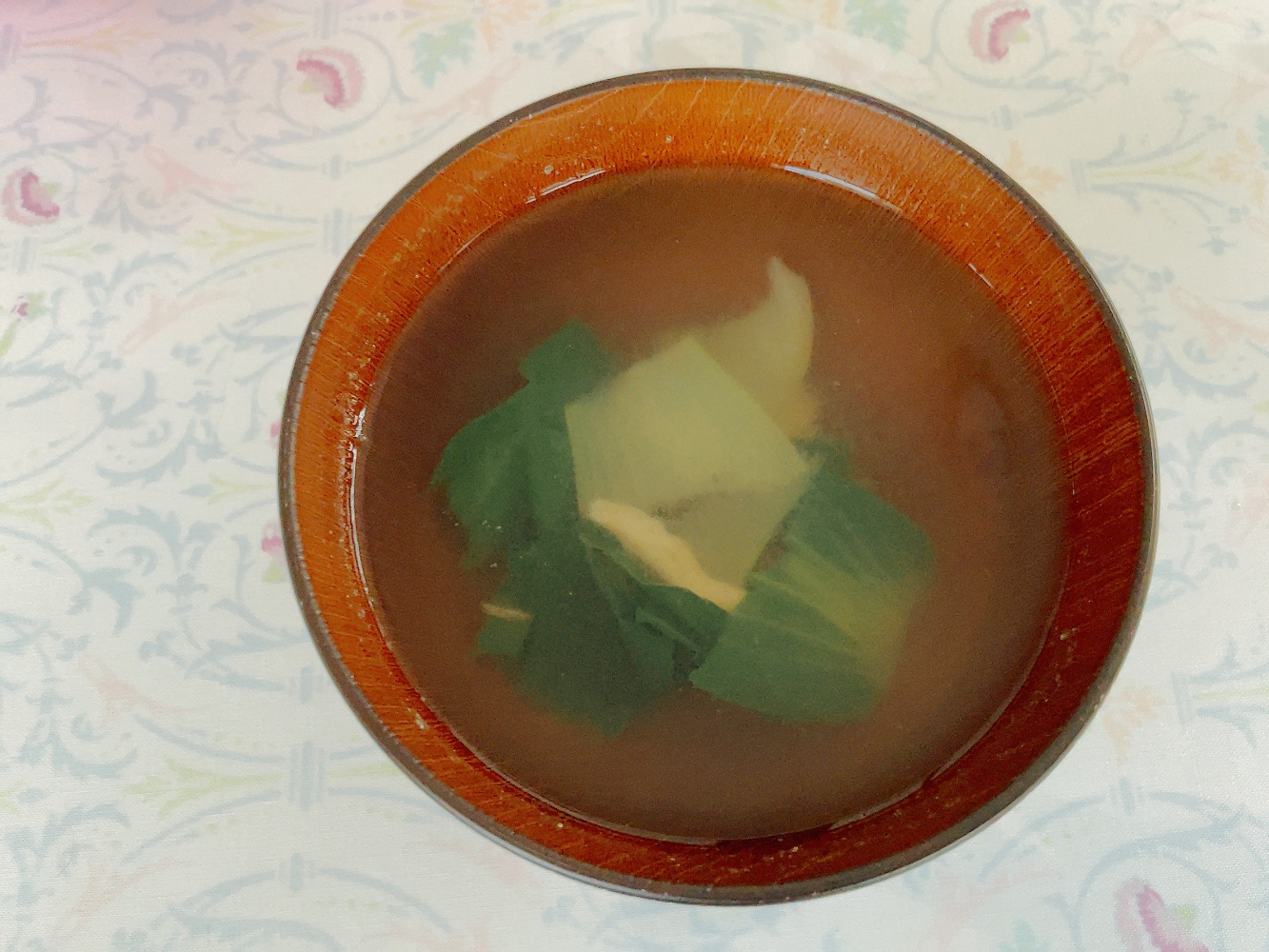 しめじとチンゲン菜の昆布茶スープ