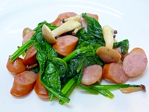 ウィンナーとほうれん草としめじのソテー レシピ 作り方 By ぽんぽんぷー 楽天レシピ