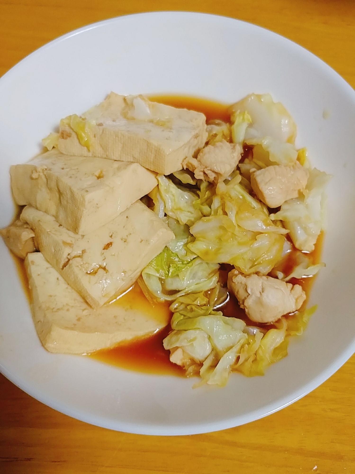 キャベツ　鶏胸　豆腐のポン酢煮